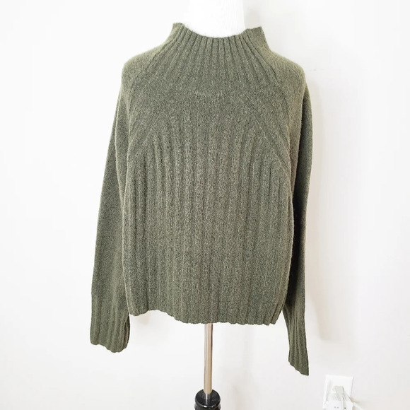 NWT Topshop Green Funnel Neck Ribbed Knit Sweater 14 - Picture 4 of 9